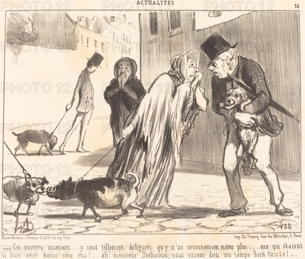 Ces pauvres animaux...y sont tellement défigurés qu'y n'se reconnaissent même plus..., 1852. Creator: Honore Daumier.