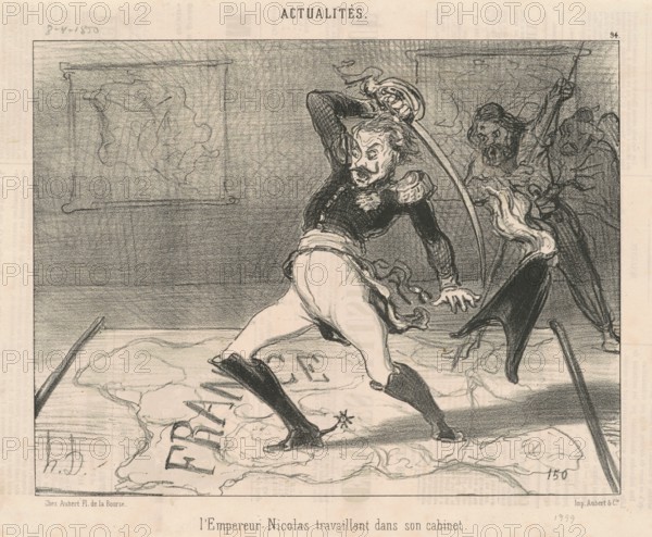 L'Empereur Nicolas travaillant dans son cabinet, 1850. Creator: Honore Daumier.
