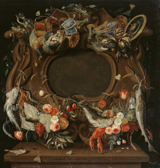 Medallion's Frame with an Allegorical Depiction of the Four Elements, 1664. Creator: Jan van Kessel.