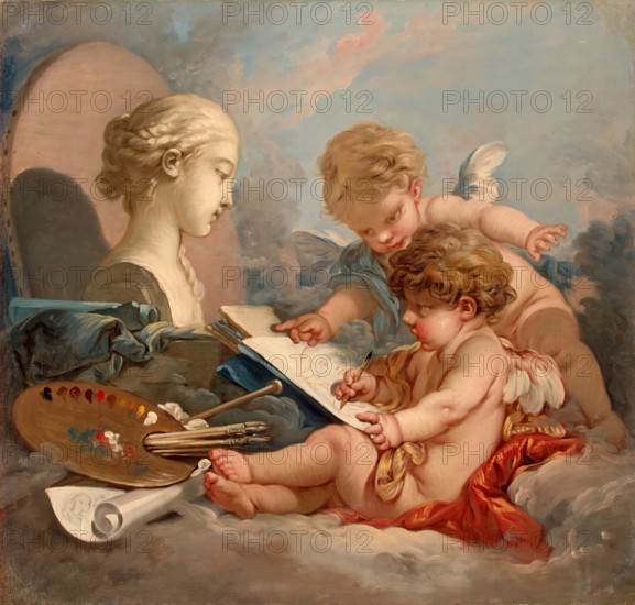 Cupids. Allegory of Painting, 1760. Creator: Francois Boucher.