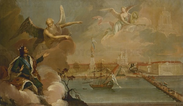 Allegory of the Victory of the Russian Fleet over the Turks in the Turkish War of 1768-1774, 1777. Creator: Heinrich Buchholz.