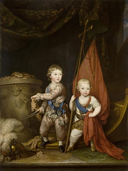 Portrait of Grand Dukes Alexander Pavlovich and Constantin Pavlovich, 1781. Creator: Richard Brompton.