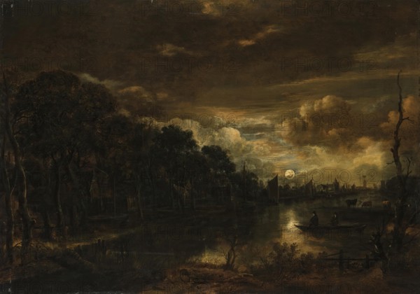 Night Landscape with a River, 1650. Creator: Aert van der Neer.
