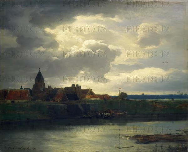Landscape with a River, 1866. Creator: Andreas Achenbach.