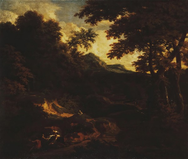 Forest Landscape with Figures by the Road, 1695. Creator: Cornelis Huysmans.