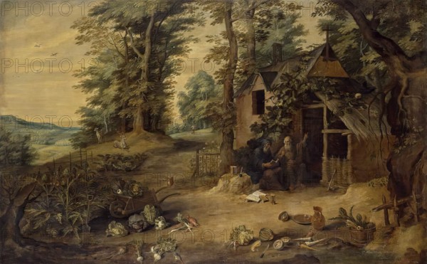 Landscape, (Meeting of St. Antony and St Paul), 1650. Creator: David Teniers II.