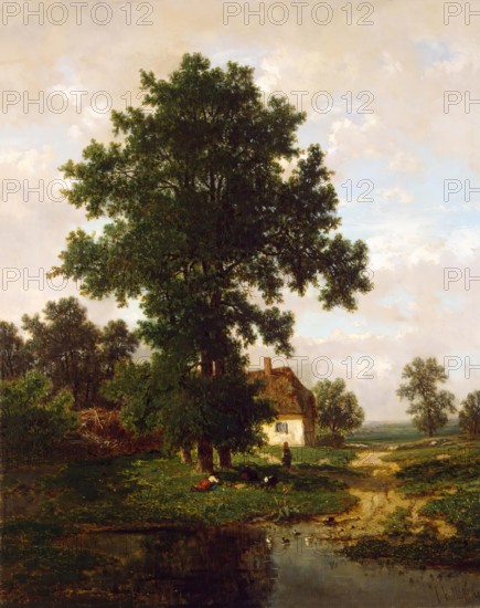 Road with Elms (Near Maastricht), 1857. Creator: Frans Keelhoff.