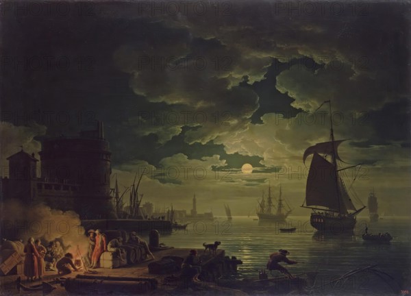 Entrance to the Port of Palermo by Moonlight, 1769. Creator: Claude-Joseph Vernet.