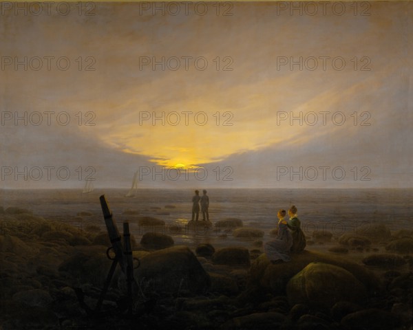 Moonrise over the Sea, 1821. Creator: Caspar David Friedrich.