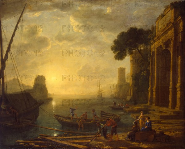 Harbour at Sunset, 1634. Creator: Claude Lorrain.