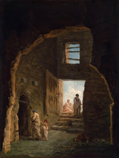 Inhabited Ruins, 1790. Creator: Hubert Robert.