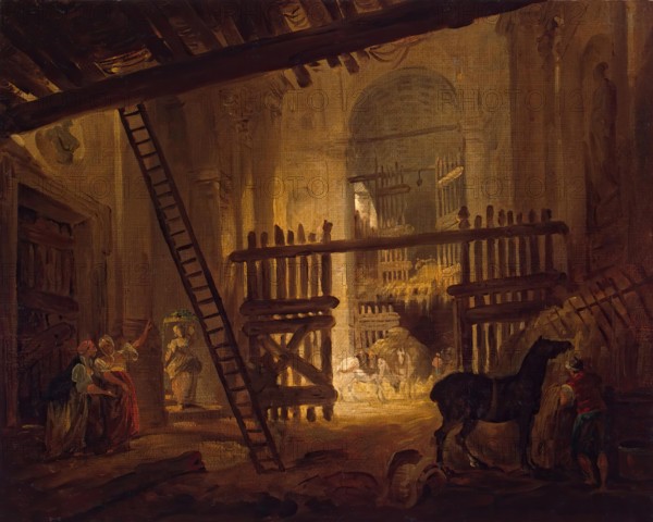 Stable in Ruins of the Villa Giulia, 1760. Creator: Hubert Robert.