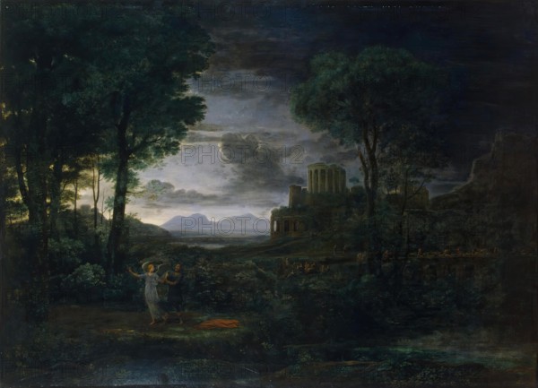 Landscape with Jacob Wrestling with the Angel, (Night), 1672. Creator: Claude Lorrain.