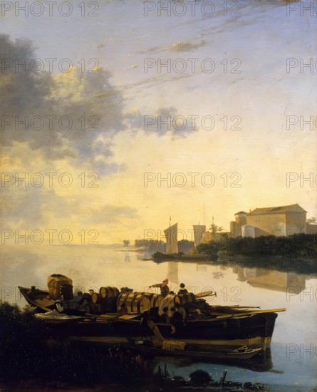 Boat at Sunset, 1655. Creator: Adam Pynacker.