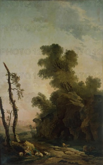 Landscape with Rocks, 1773. Creator: Hubert Robert.