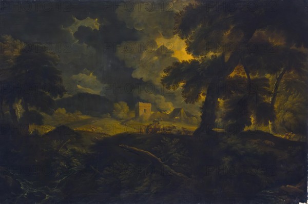 Landscape with Shepherds in a Storm, 1695. Creator: Pieter Mulier.