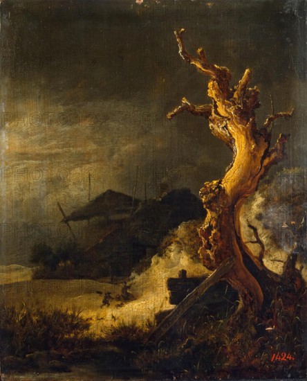 Winter Landscape with a Dead Tree, 1670. Creator: Jacob van Ruisdael.