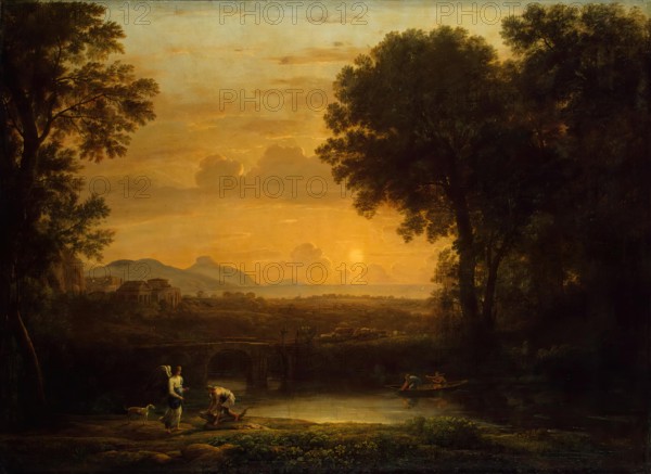 Landscape with Tobias and the Angel, (Evening), 1663. Creator: Claude Lorrain.