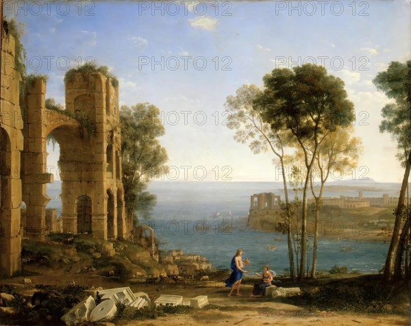 Coast View with Apollo and the Cumaean Sibyl, 1645. Creator: Claude Lorrain.