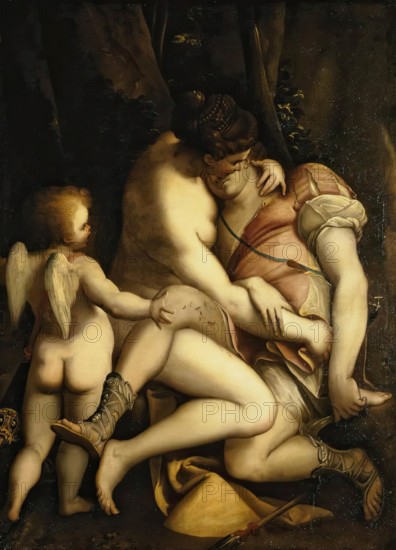Venus and Adonis, 1565. Creator: Luca Cambiaso.