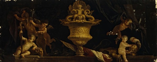 Decorative Panel ''Trophies and Cupids", 1650. Creator: Filippo Lauri.