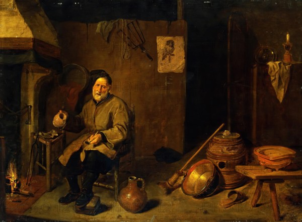 Peasant Holding an Empty Mug, 1655. Creator: Gerritsz Quiringh van Brekelenkam.