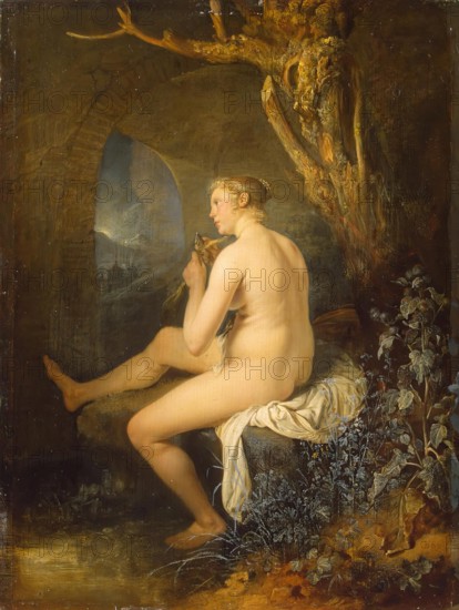 Woman Bather combing her Hair, 1665. Creator: Gerrit Dou.