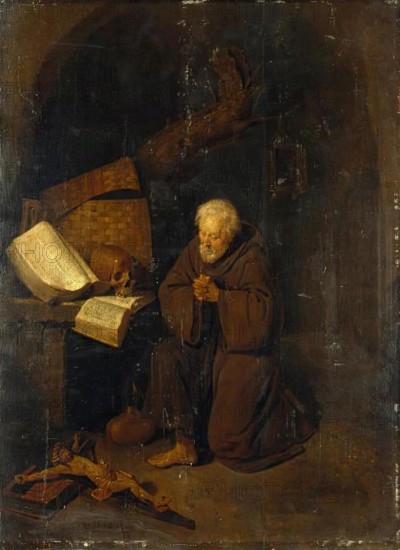 Hermit Before a Crucifix, 1660. Creator: Gerritsz Quiringh van Brekelenkam.