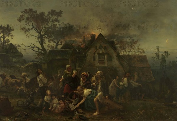 Fire on the Farm, 1854. Creator: Ludwig Knaus.