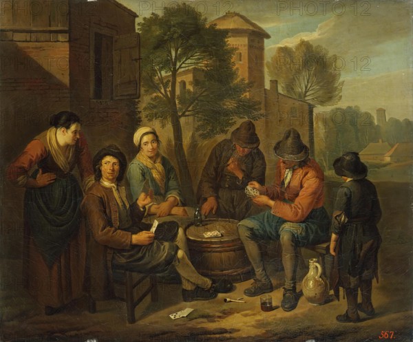 Peasants Playing Cards, 1700. Creator: Norbert van Bloemen.