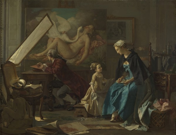 The Studio of the Engraver, 1850. Creator: Jean-Baptiste Antoine Emile Beranger.