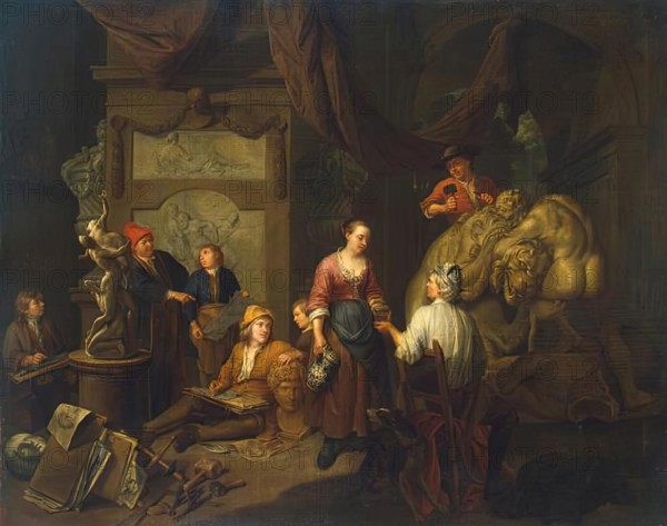 Studio of a Sculptor, 1712. Creator: Balthasar van den Bossche.