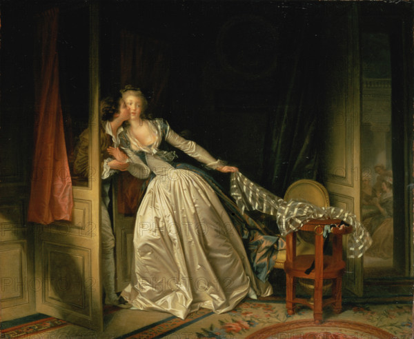 The Stolen Kiss, 1790. Creators: Marguerite Gerard, Jean-Honore Fragonard.