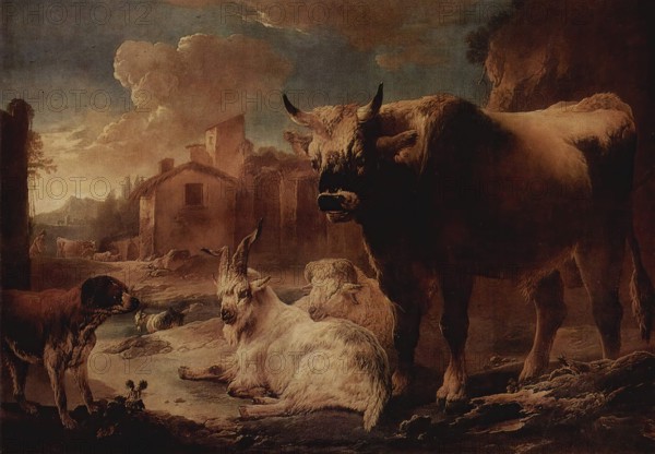 Landscape with a Herd, 1650. Creator: Philipp Peter Roos.