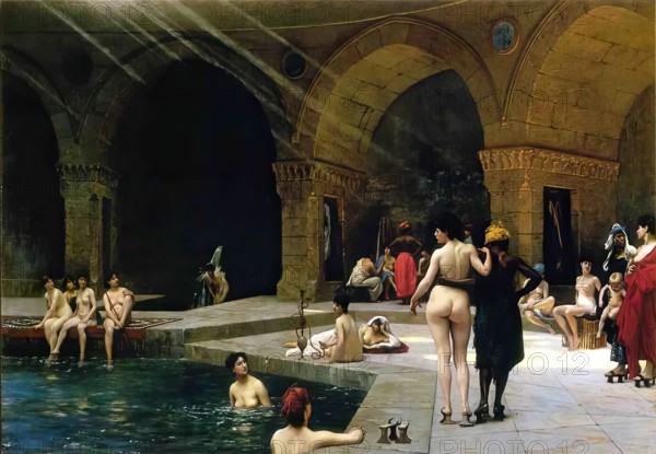 The Great Bath at Bursa, 1885. Creator: Jean-Leon Gerome.