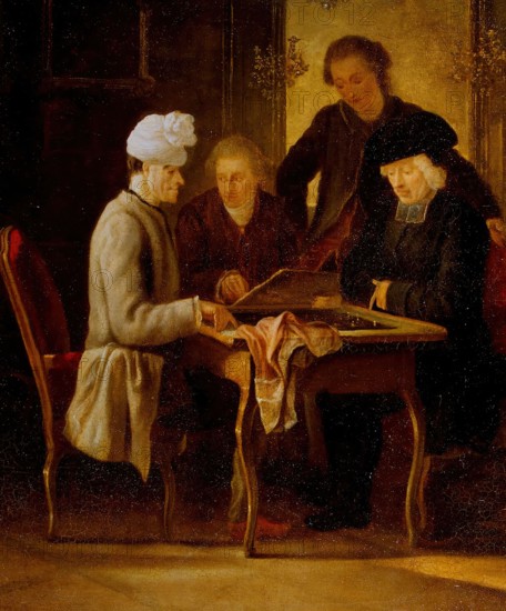 Voltaire at a Chess Table, 1772. Creator: Jean Huber.