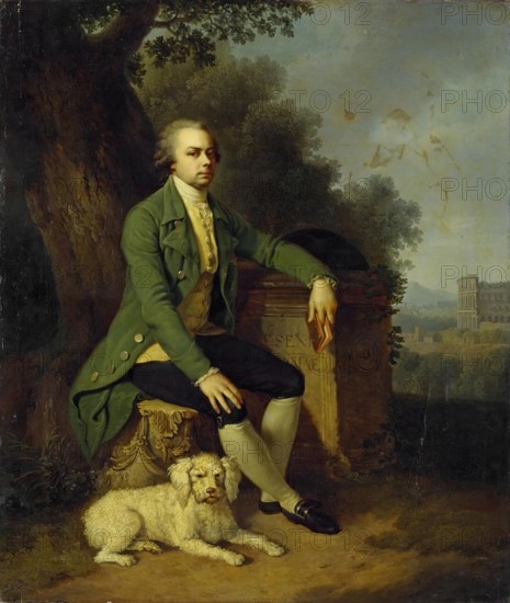 Portrait of Prince Nikolai Yusupov with a Dog, 1782. Creator: Johann Baptist Lampi I.