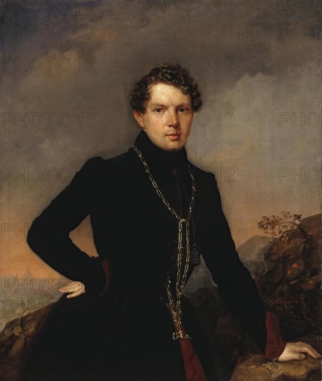 Portrait of the Writer Alexander Muravyov (1806-1874), 1838. Creator: Pyotr Zakharov.