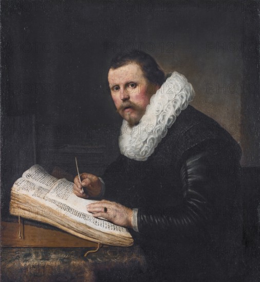 Portrait of a Man at a Writing Desk, possibly Jacob Bruyningh, 1631. Creator: Rembrandt Harmensz van Rijn.