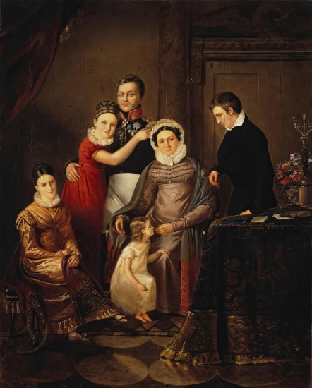 Portrait of Count Nikolai Repnin-Volkonsky with His Family, 1825. Creator: Unknown.