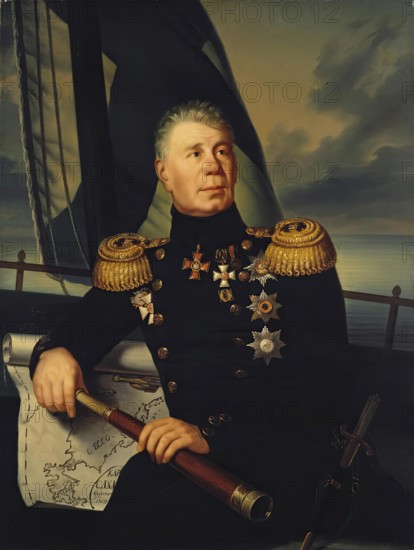 Portrait of Admiral Krusenshtern, 1850. Creator: Unknown.