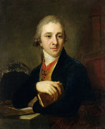 Portrait of Alexander Labzin (1766-1825), 1805. Creator: Vladimir Borovikovsky.