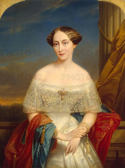 Portrait of Grand Duchess Olga Nikolayevna, 1848. Creator: Nicaise de Keyser.