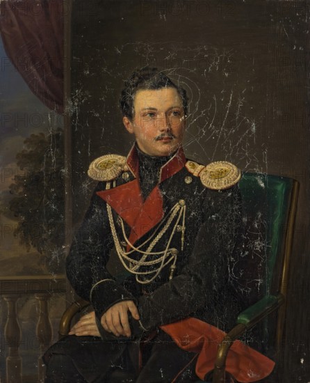 Portrait of Aide-de-camp of of His Imperial Majesty Pyotr A. Balashov (1811-1845). Creator: Pimen Orlov.