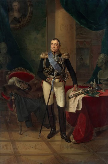 Portrait of Prince Pyotr Volkonsky, 1850. Creator: Franz Kruger.