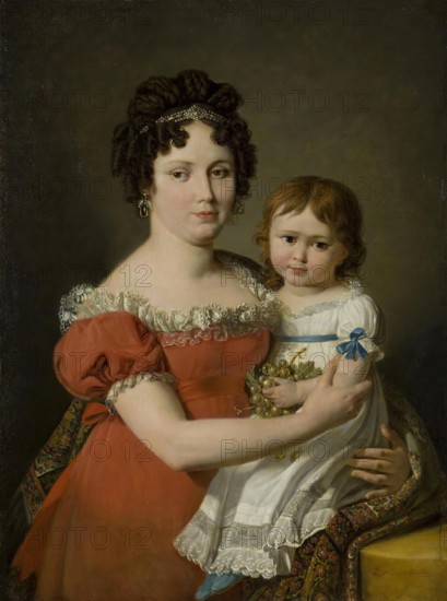 Portrait of A.P. Mailevskaya with Her Daughter, 1818. Creator: Nicolas de Courteille.