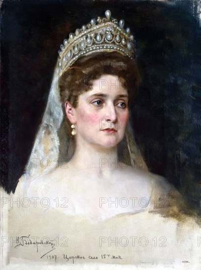 Portrait of Empress Alexandra Feodorovna, 1907. Creator: Nikolai Bodarevsky.