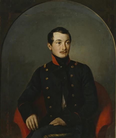 Portrait of a Hussar Guards Officer, 1839. Creator: Pyotr Zabolotsky.