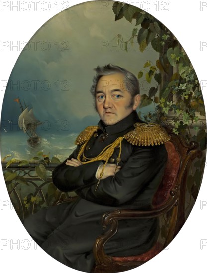 Portrait of Admiral Mikhail Lazarev, 1845. Creator: Robert Schwede.