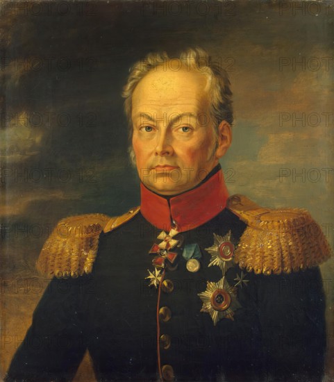 Portrait of Ivan N. Inzov (1768-1845), 1824. Creator: Workshop of George Dawe.